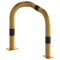 Anti-nudge hoop 90 | one sided- deep version | steel tube  76 mm | yellow / black | one-sided, left | height above ground: 650 mm | to be fixed by plugs